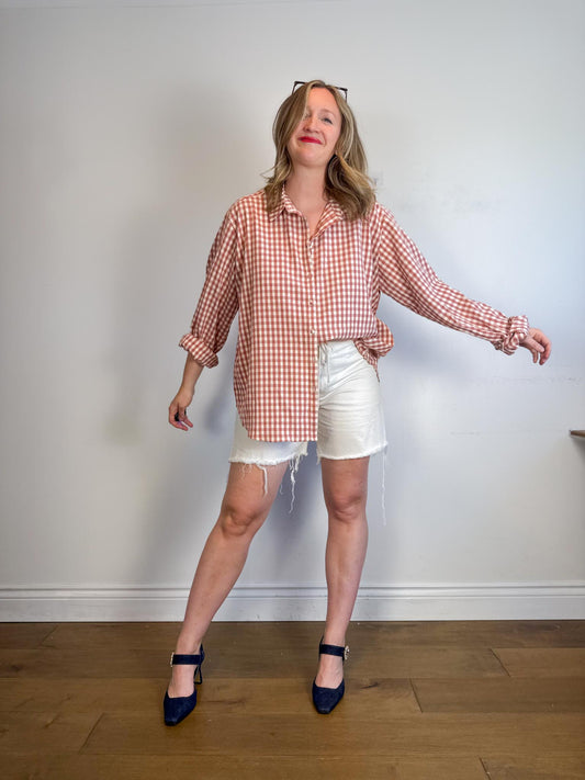 For Love & Lemons "Georgia Gingham Button Down" (Size L/XL)