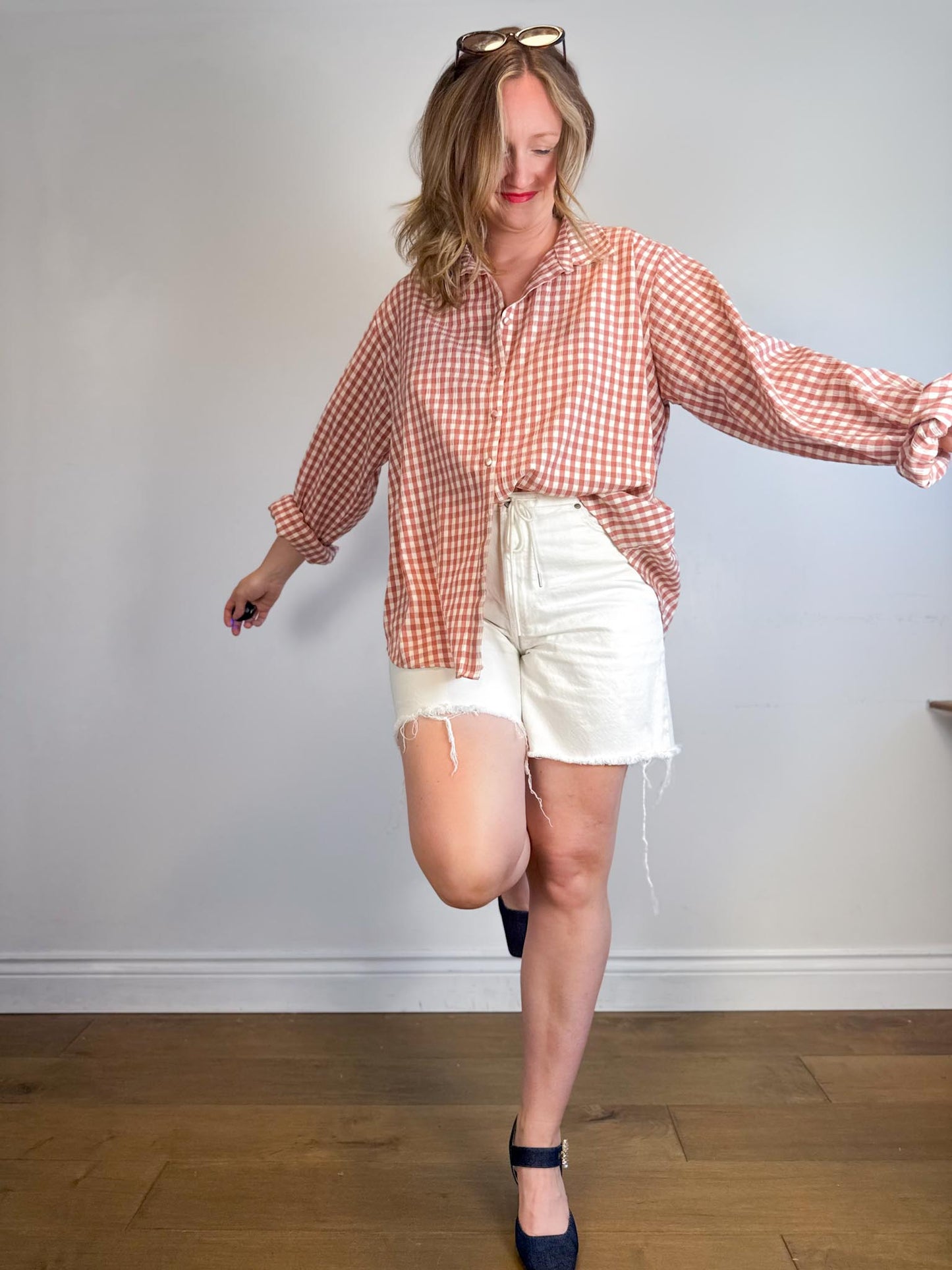 For Love & Lemons "Georgia Gingham Button Down" (Size L/XL)