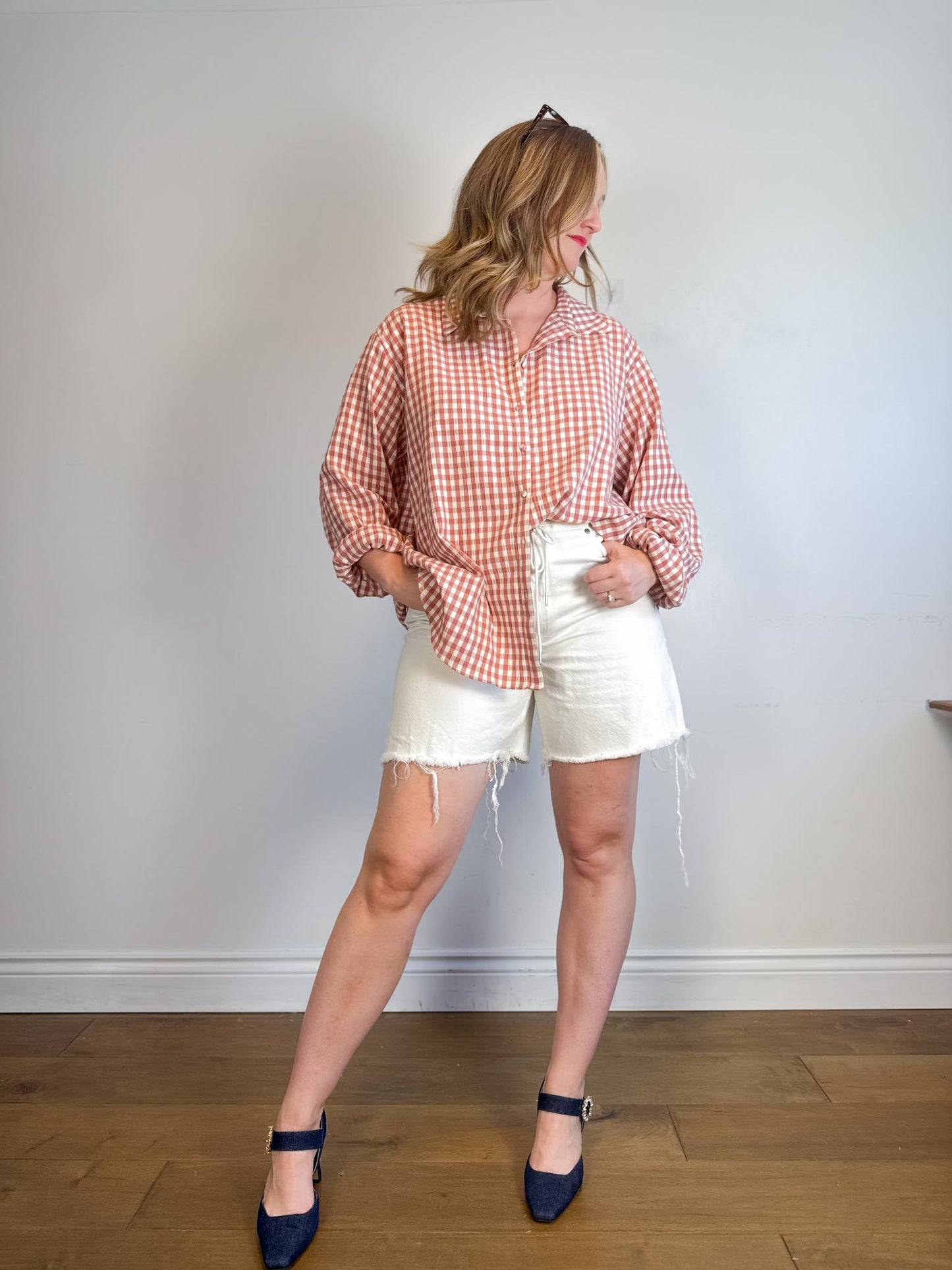 For Love & Lemons "Georgia Gingham Button Down" (Size L/XL)