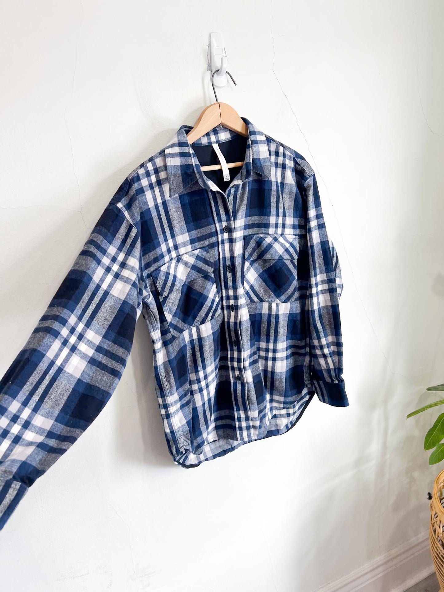 Babaton Flannel Shirt in Blue Plaid (Size M/L)