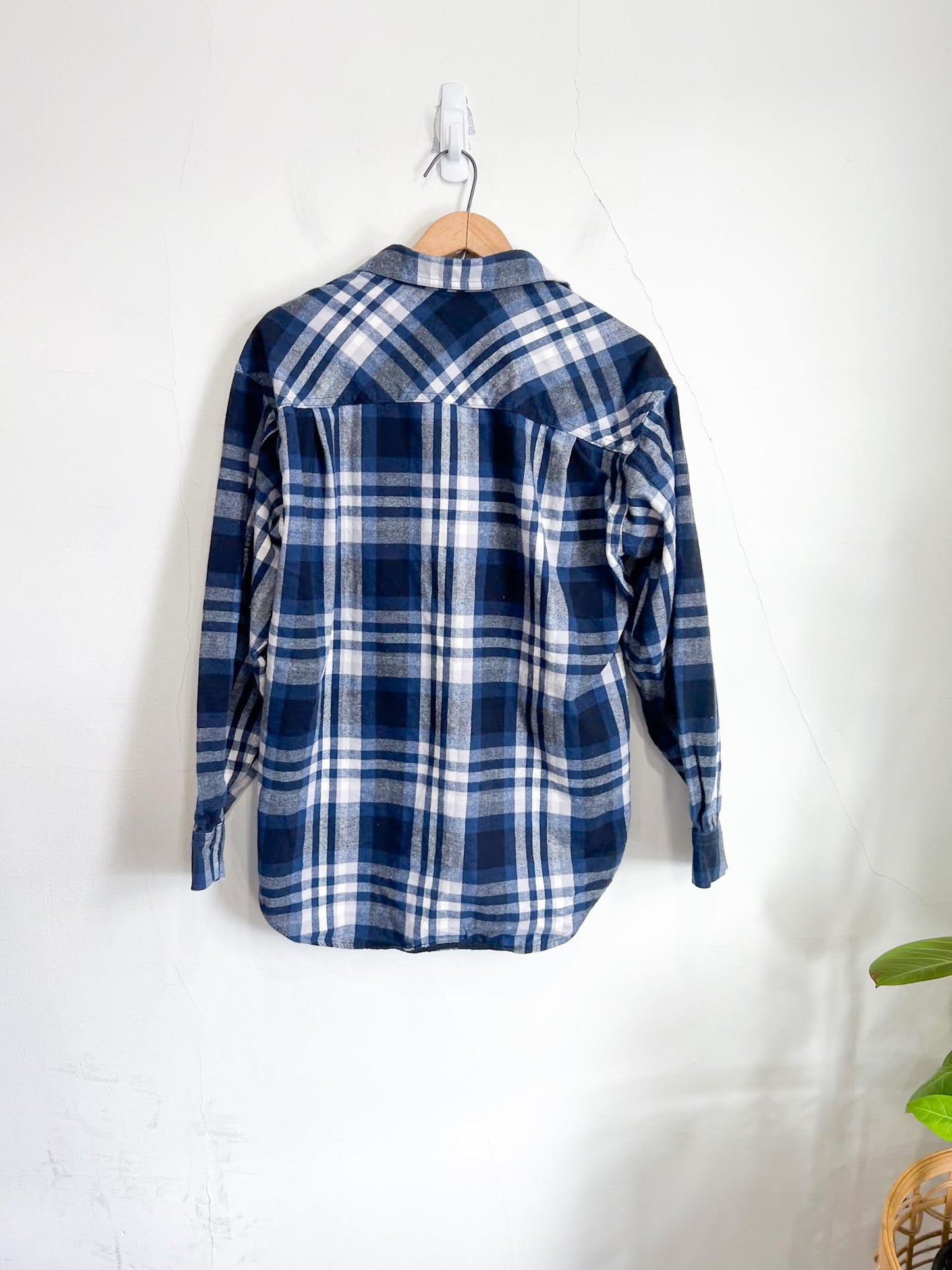 Babaton Flannel Shirt in Blue Plaid (Size M/L)