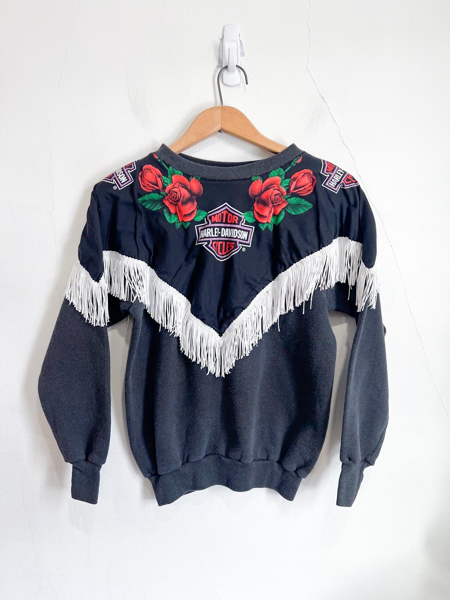 Vintage 80's Harley Davidson Fringe Crewneck Sweatshirt (Size S/M)