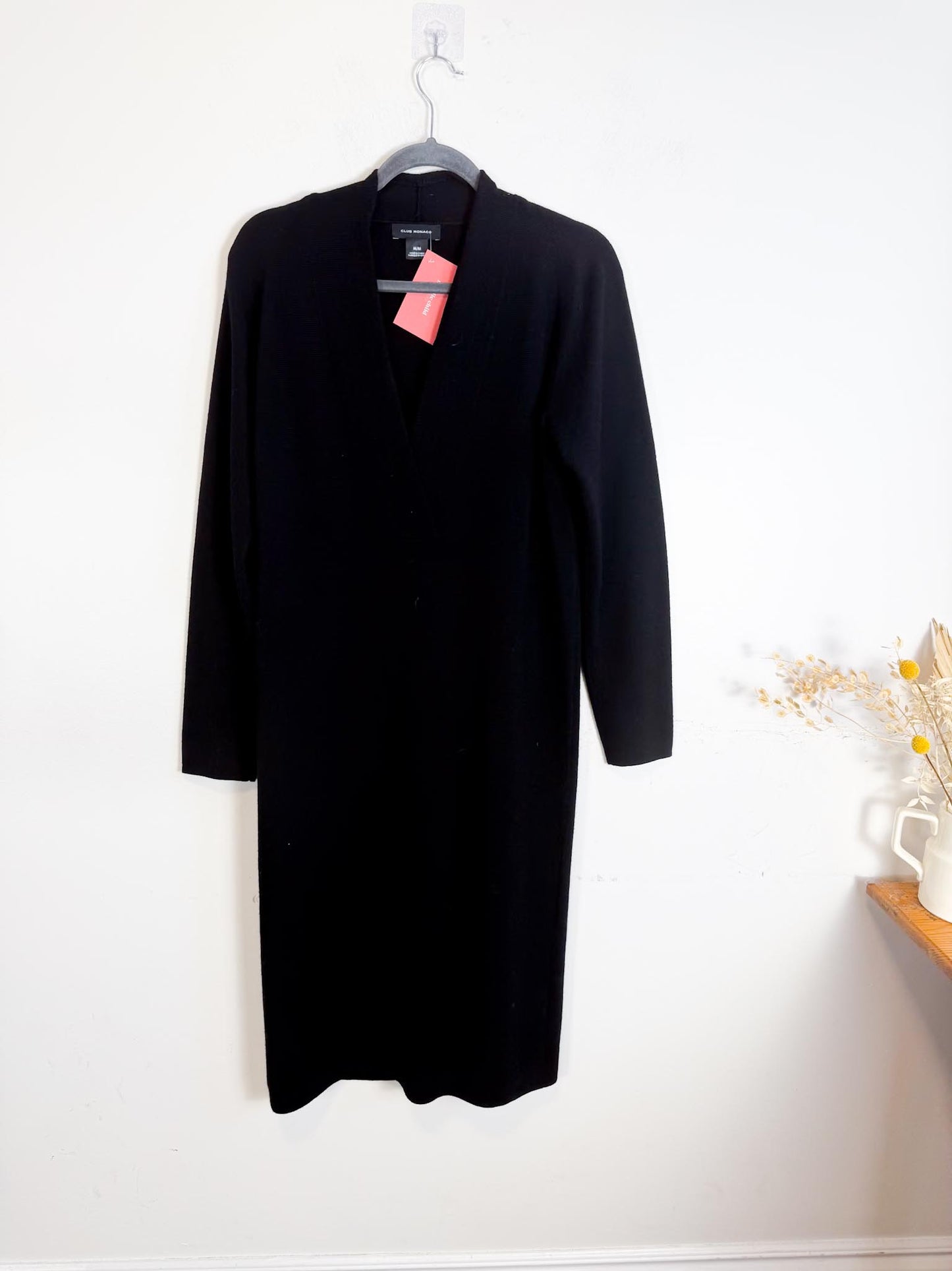 Club Monaco V-Neck Wool Dress in Black (Size M)