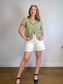 Onderbroeks Slow Fashion Gingham Blouse in Green (Size L)