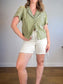 Onderbroeks Slow Fashion Gingham Blouse in Green (Size L)