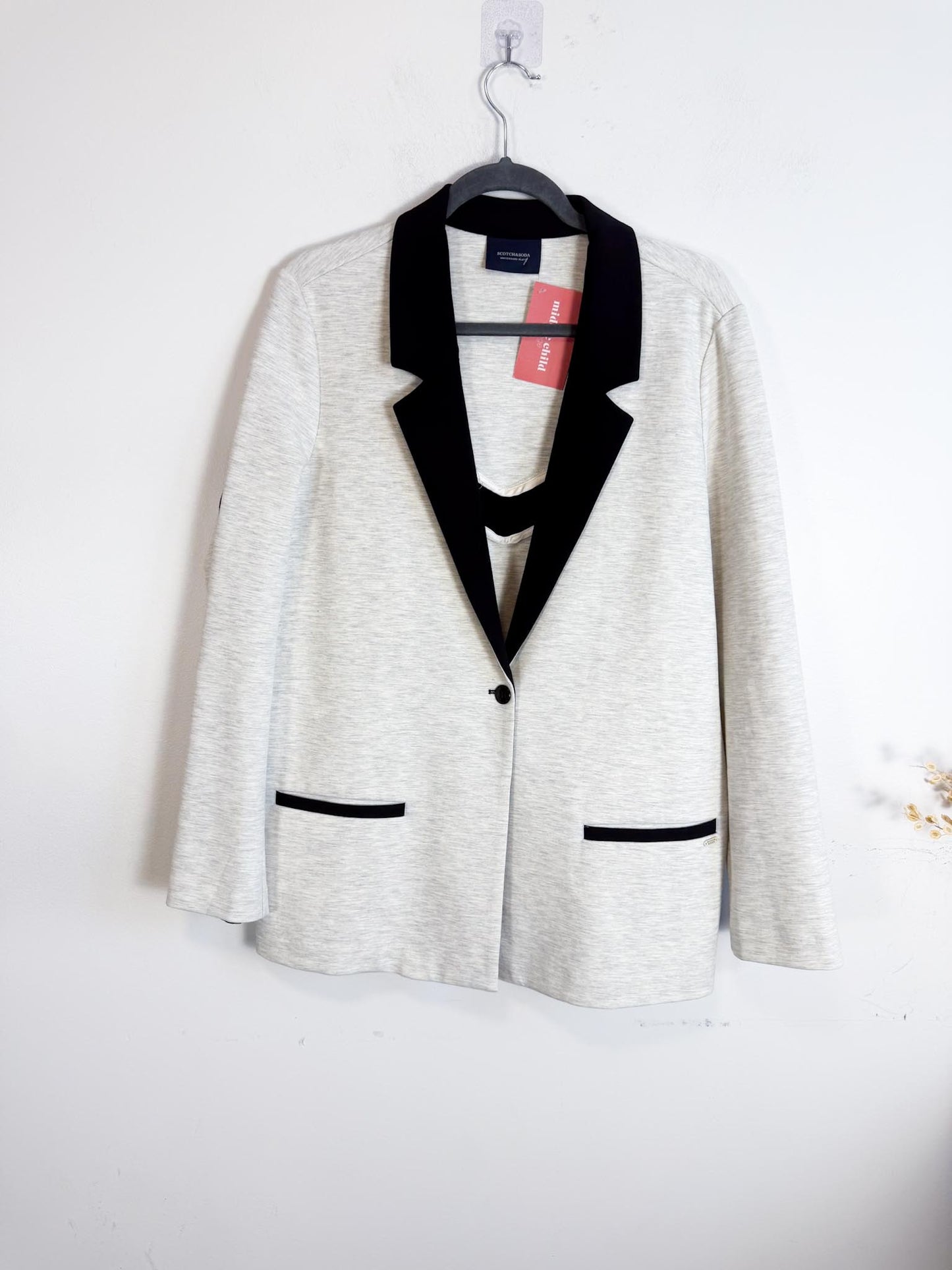 Scotch & Soda Heathered Blazer in Black/Grey (Size L)