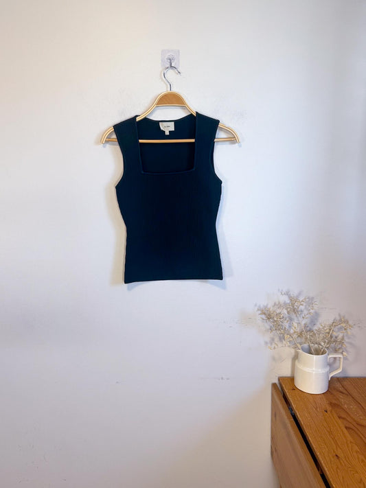 DL1961 "Square Neck Top Instasculpt™ Rib in Black" (Size S)