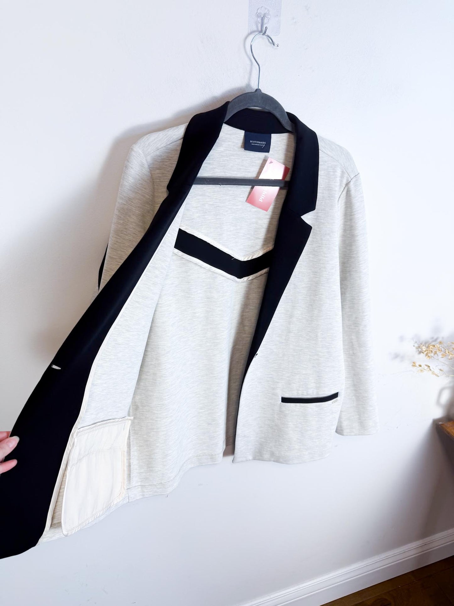 Scotch & Soda Heathered Blazer in Black/Grey (Size L)