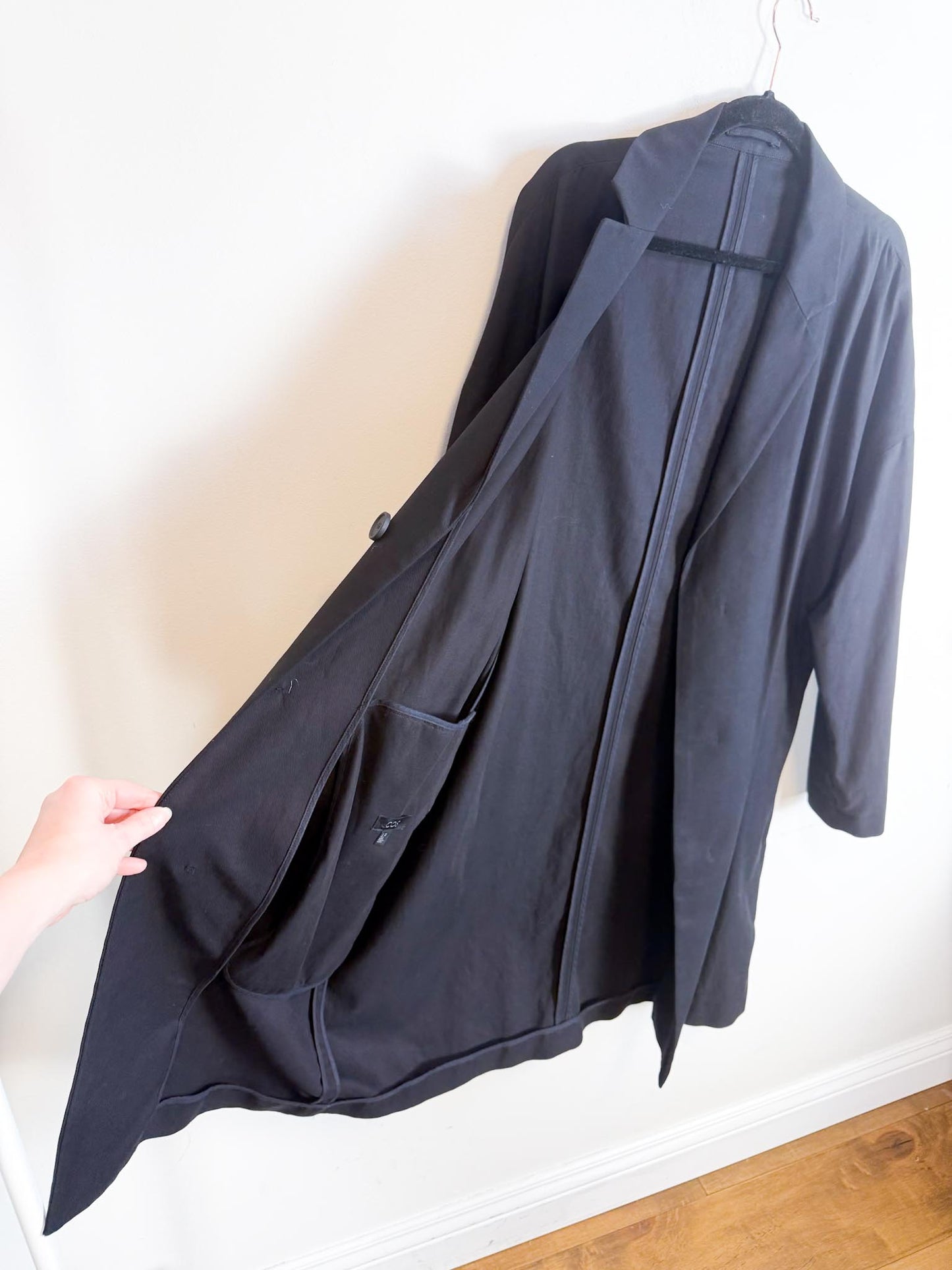 COS Lightweight Cotton Trench Coat in Black (Size L/XL)