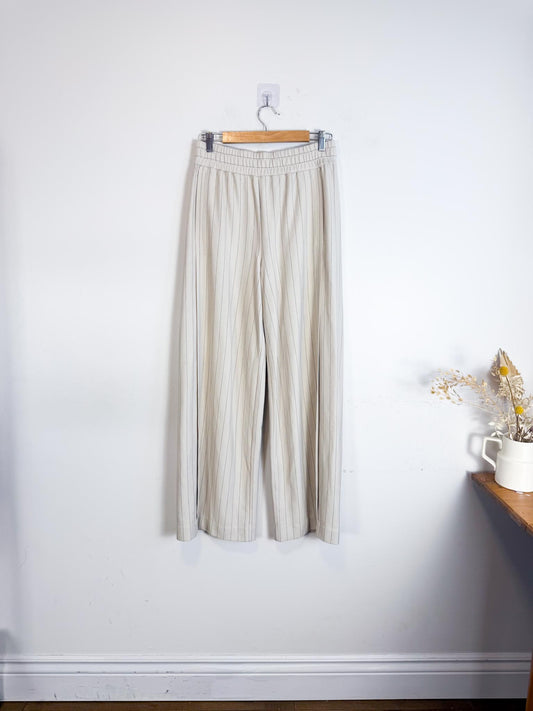 COS "Elasticated Pull On Wide Pinstriped Pants in Cream/Black" (Size S/M)