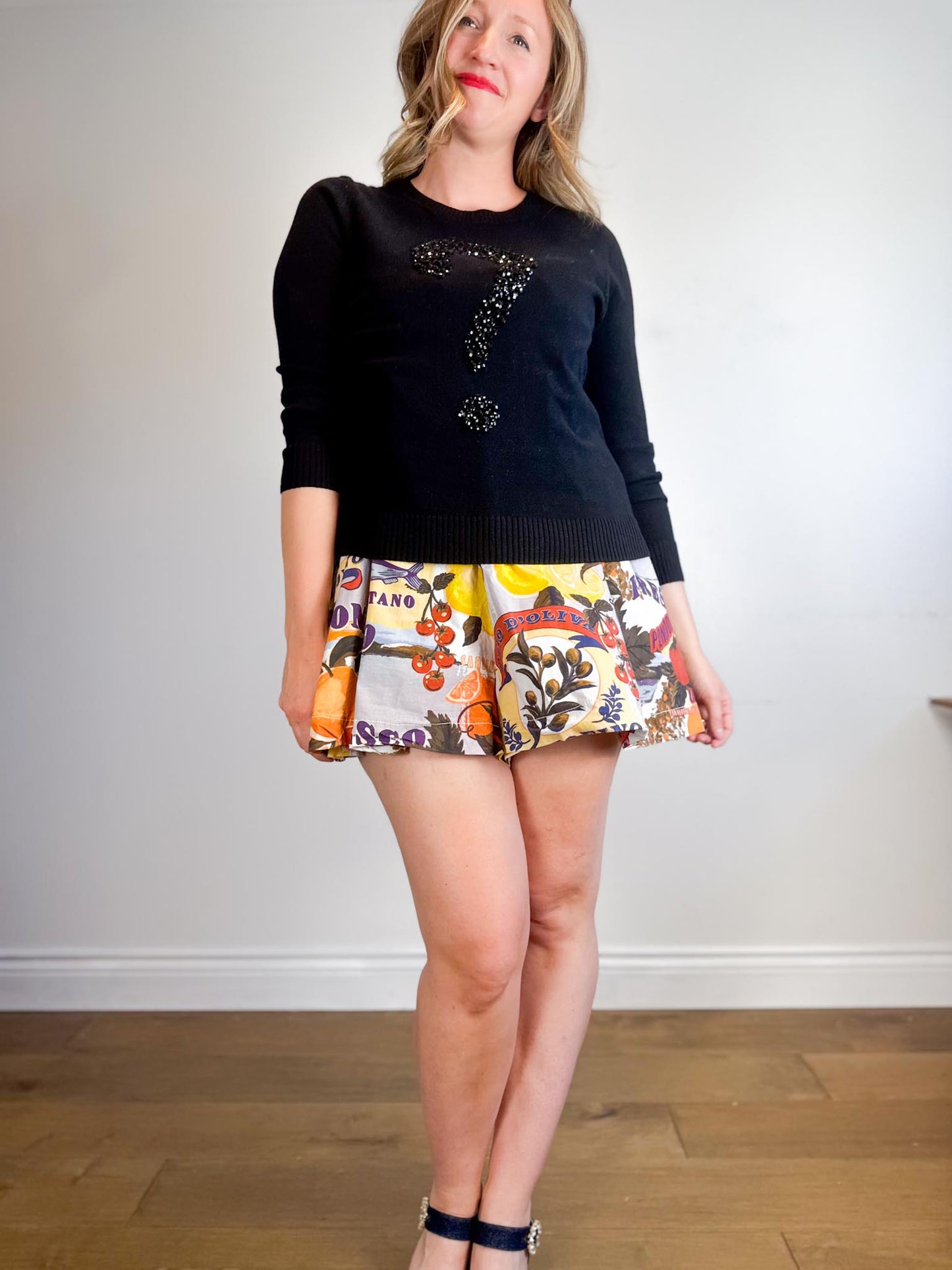 Lisa Todd "Keep Em Guessing Cotton & Cashmere Sweater in Black" (Size L)