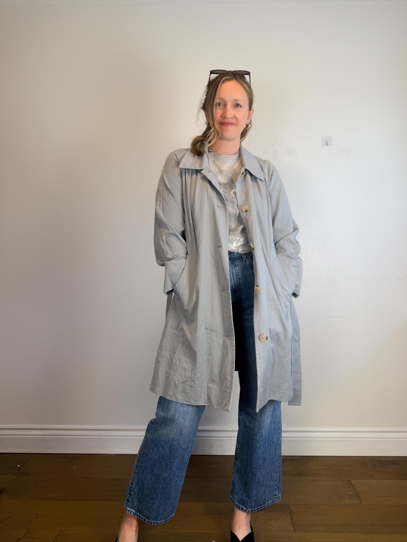 Everlane "The Gathered Drape Trench Coat in Grey" (Size S/M)