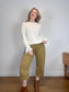 by Anthropologie Cropped Cargo Pants in Khaki Green (Size 14P)