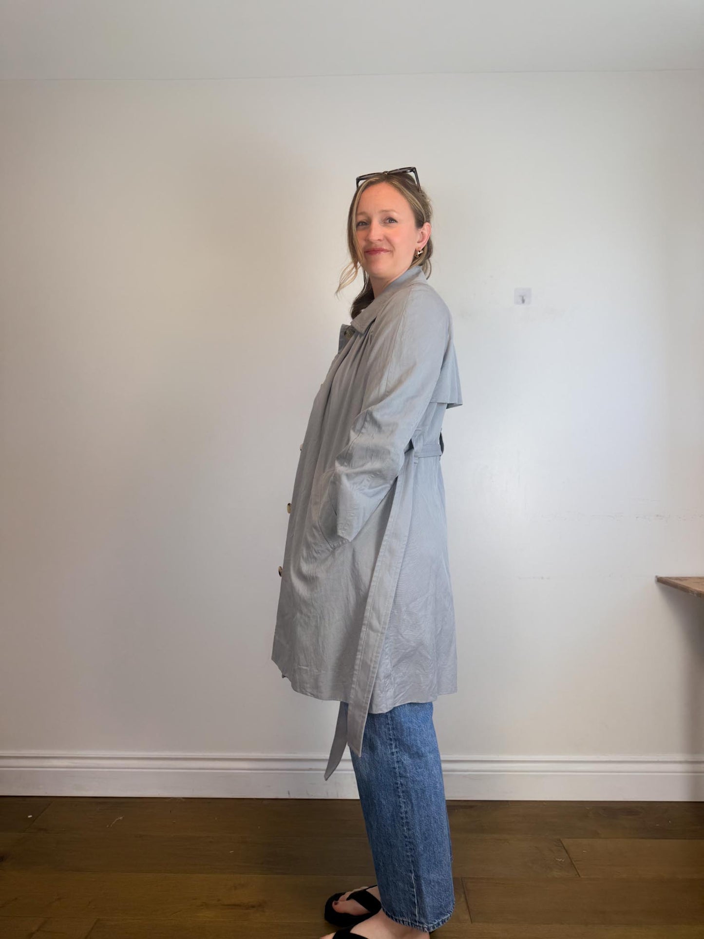 Everlane "The Gathered Drape Trench Coat in Grey" (Size S/M)