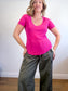 Babaton V-Neck Tee in Hot Pink SOLD AS IS (Size M)