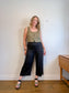 VETTA Sustainable Wide Leg Cropped Trousers in Black (Size 12)