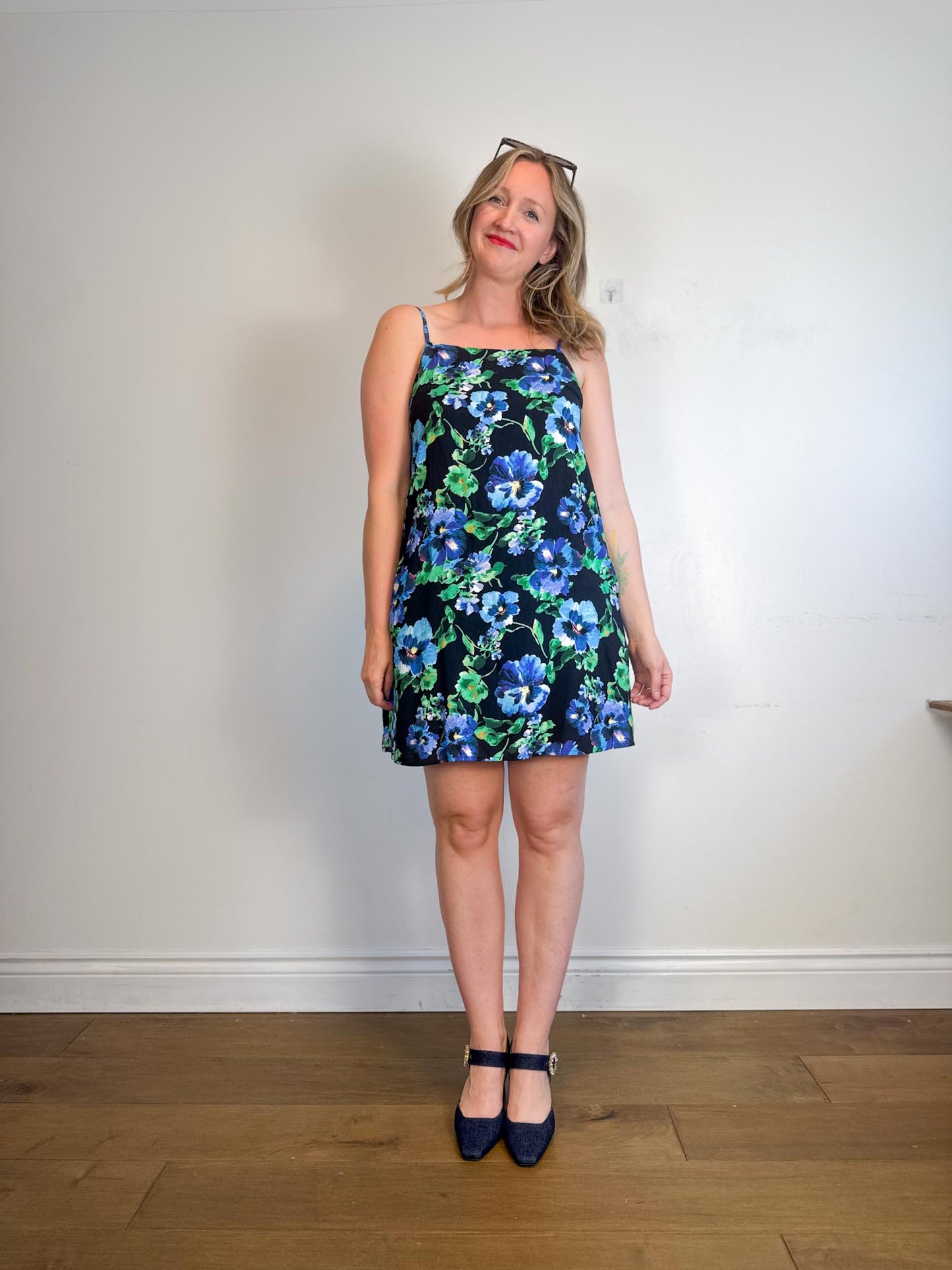 Anthropologie Beach Riot "Tayla Mini Dress in Blue/Black Floral" NWT (Size XL)