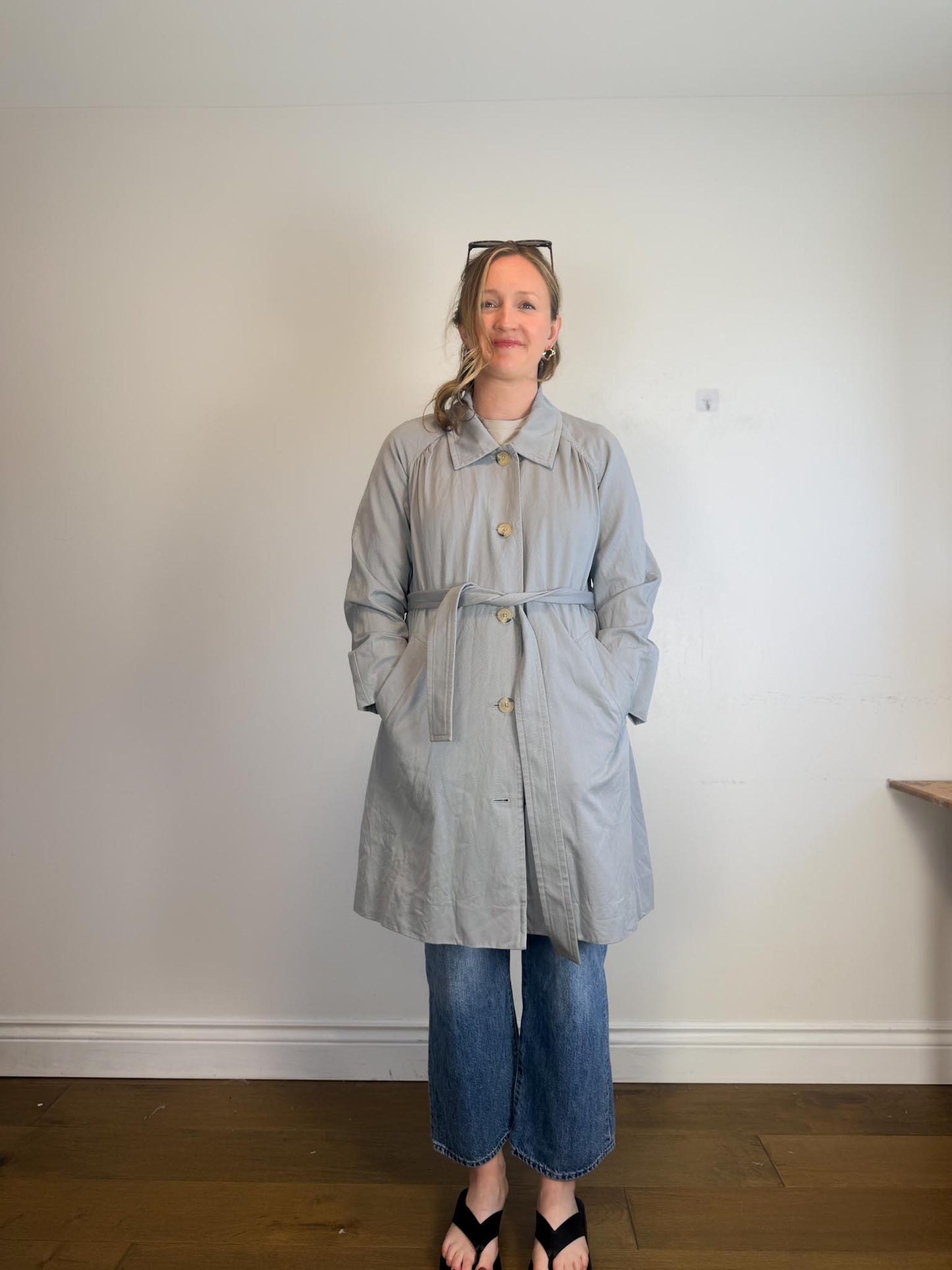 Everlane "The Gathered Drape Trench Coat in Grey" (Size S/M)