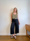 VETTA Sustainable Wide Leg Cropped Trousers in Black (Size 12)