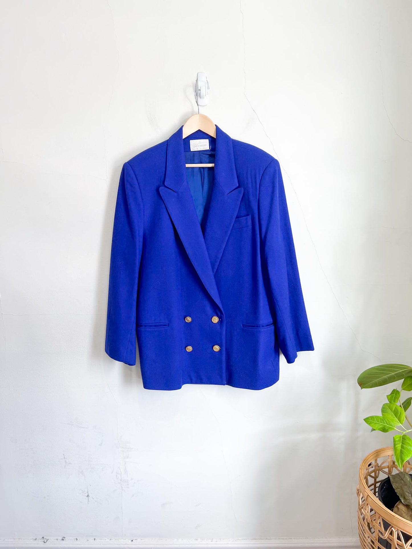 Vintage Wool Blazer in Sapphire Blue (Size XL)