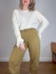 by Anthropologie Cropped Cargo Pants in Khaki Green (Size 14P)
