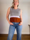 Free People Knit Sleeveless Colourblock Top (Size S)