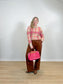 TILLEY "Plaid Mohair Sweater in Pink/Brown/Cream" (Size S/M)
