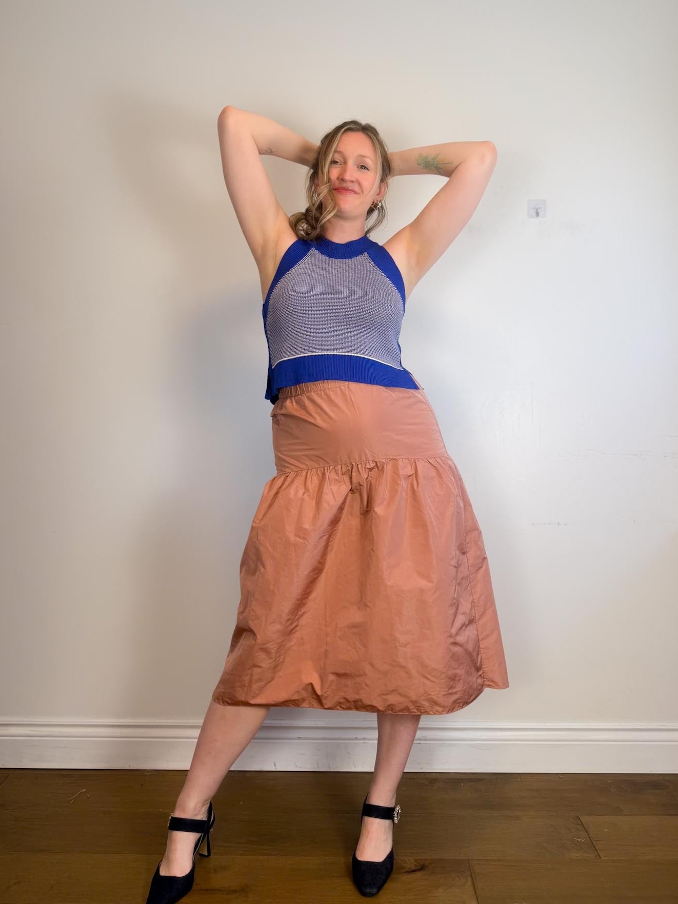 Wilfred Taffeta Midi Skirt in Rose (Size M)