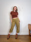 by Anthropologie Cropped Cargo Pants in Khaki Green (Size 14P)