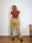 by Anthropologie Cropped Cargo Pants in Khaki Green (Size 14P)