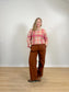 TILLEY "Plaid Mohair Sweater in Pink/Brown/Cream" (Size S/M)