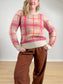 TILLEY "Plaid Mohair Sweater in Pink/Brown/Cream" (Size S/M)