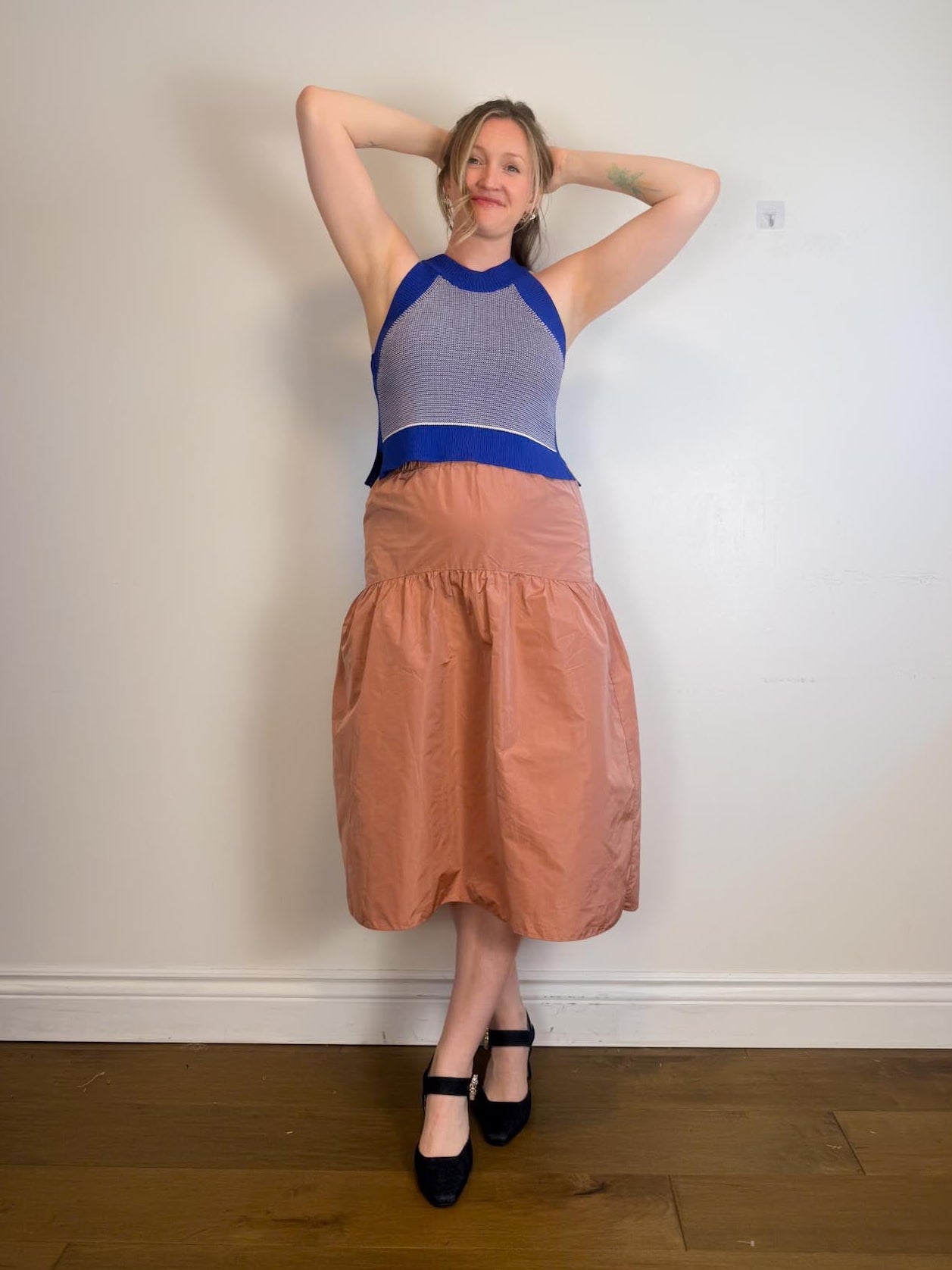 Wilfred Taffeta Midi Skirt in Rose (Size M)