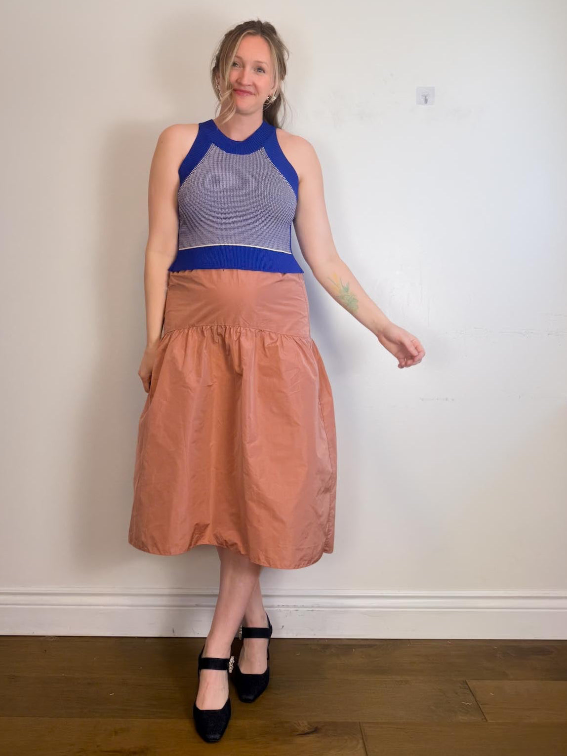 Wilfred Taffeta Midi Skirt in Rose (Size M)