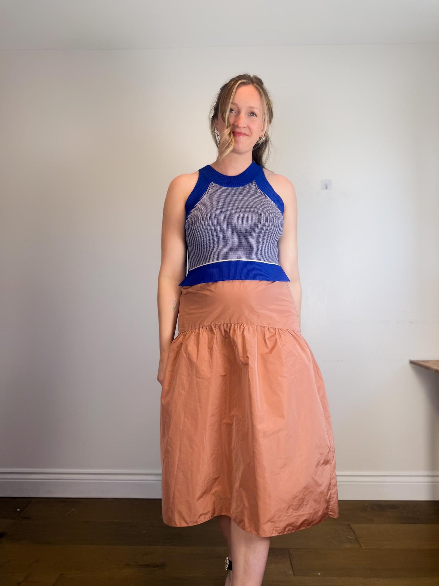 Wilfred Taffeta Midi Skirt in Rose (Size M)