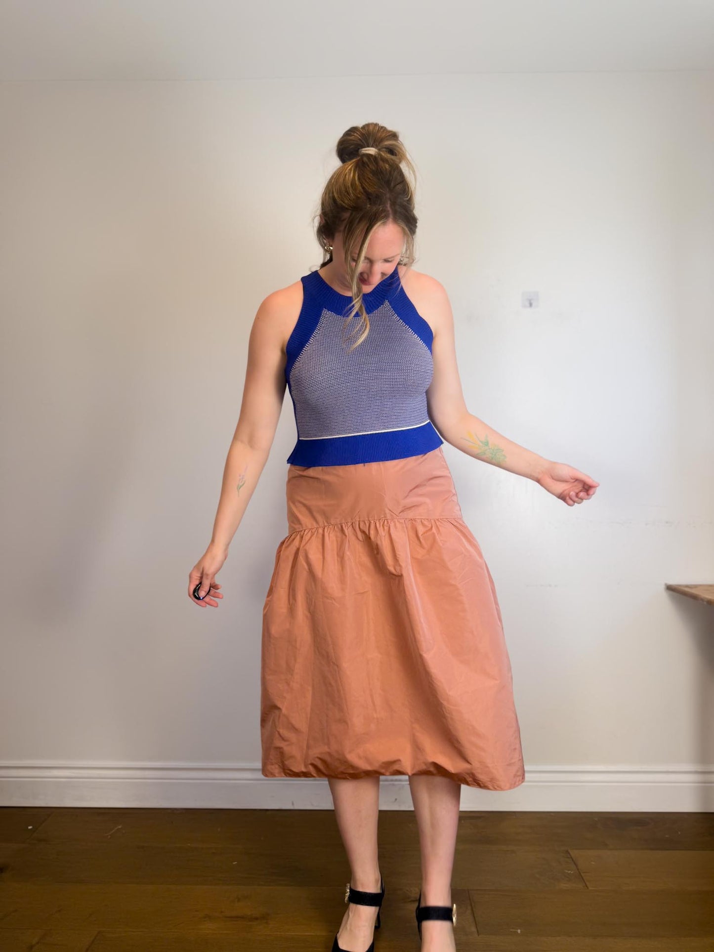Wilfred Taffeta Midi Skirt in Rose (Size M)