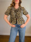 Tie Front Leopard Print Blouse (Size M/L)