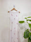 Vintage Floral Embroidered Maxi Dress in White (Size L)