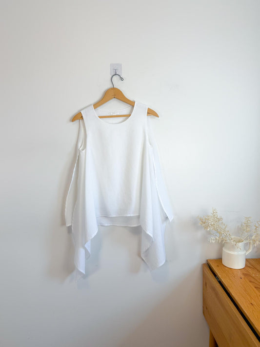 COS White Sleeveless Blouse with Asymetrical Wings (Size XS/S)