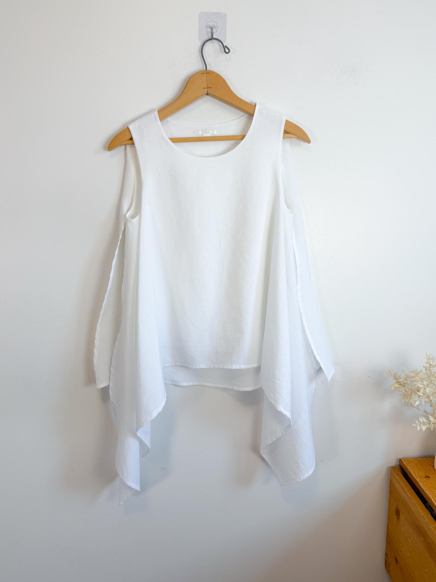 COS White Sleeveless Blouse with Asymetrical Wings (Size XS/S)