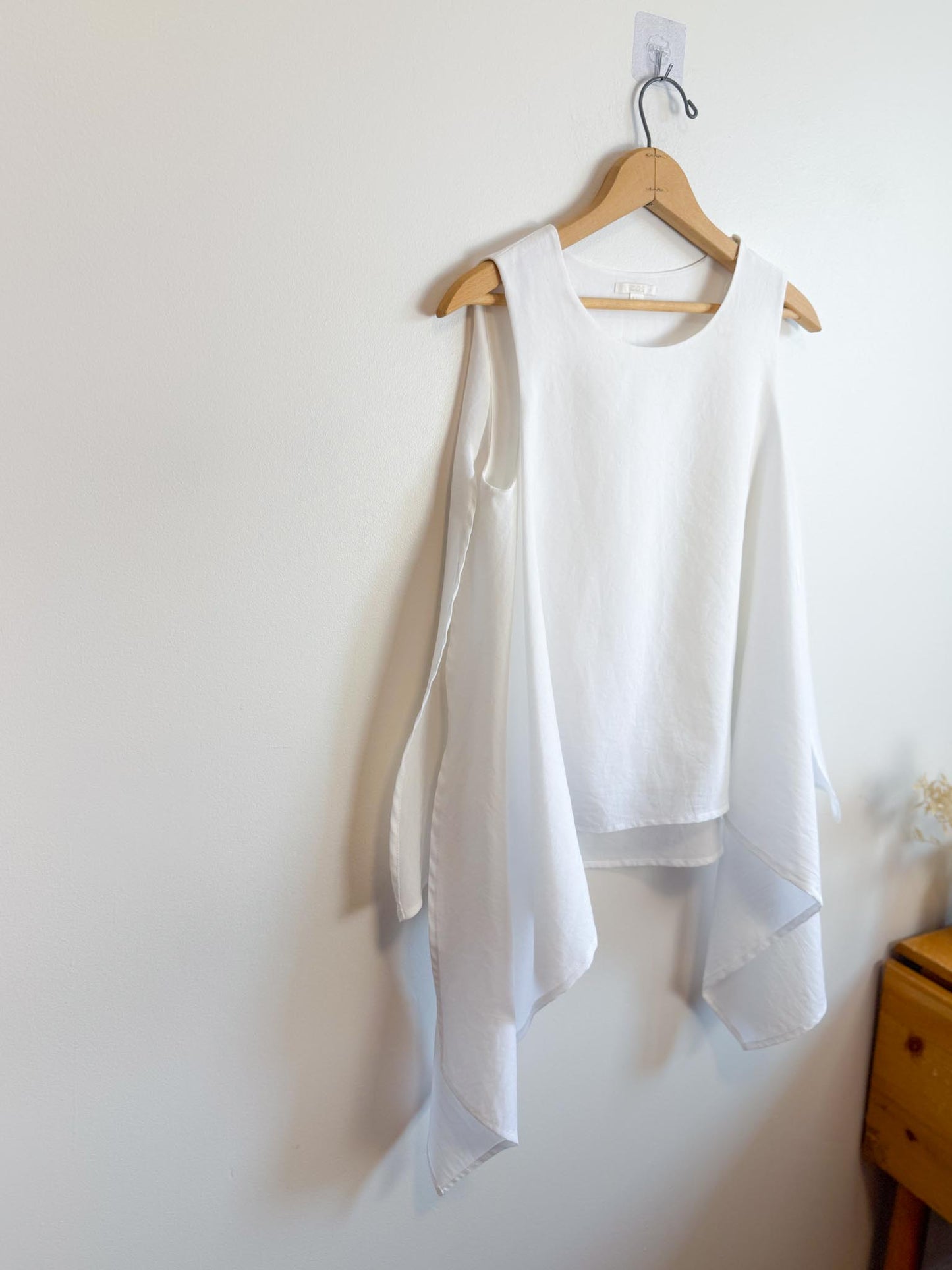 COS White Sleeveless Blouse with Asymetrical Wings (Size XS/S)