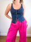 Free People "Kara Vest in Dark Wash Denim NWT (Size L)