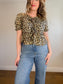 Tie Front Leopard Print Blouse (Size M/L)