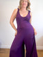 METTAMADE Slow Fashion Wide Leg Jumpsuit in Purple (Size L)