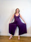 METTAMADE Slow Fashion Wide Leg Jumpsuit in Purple (Size L)