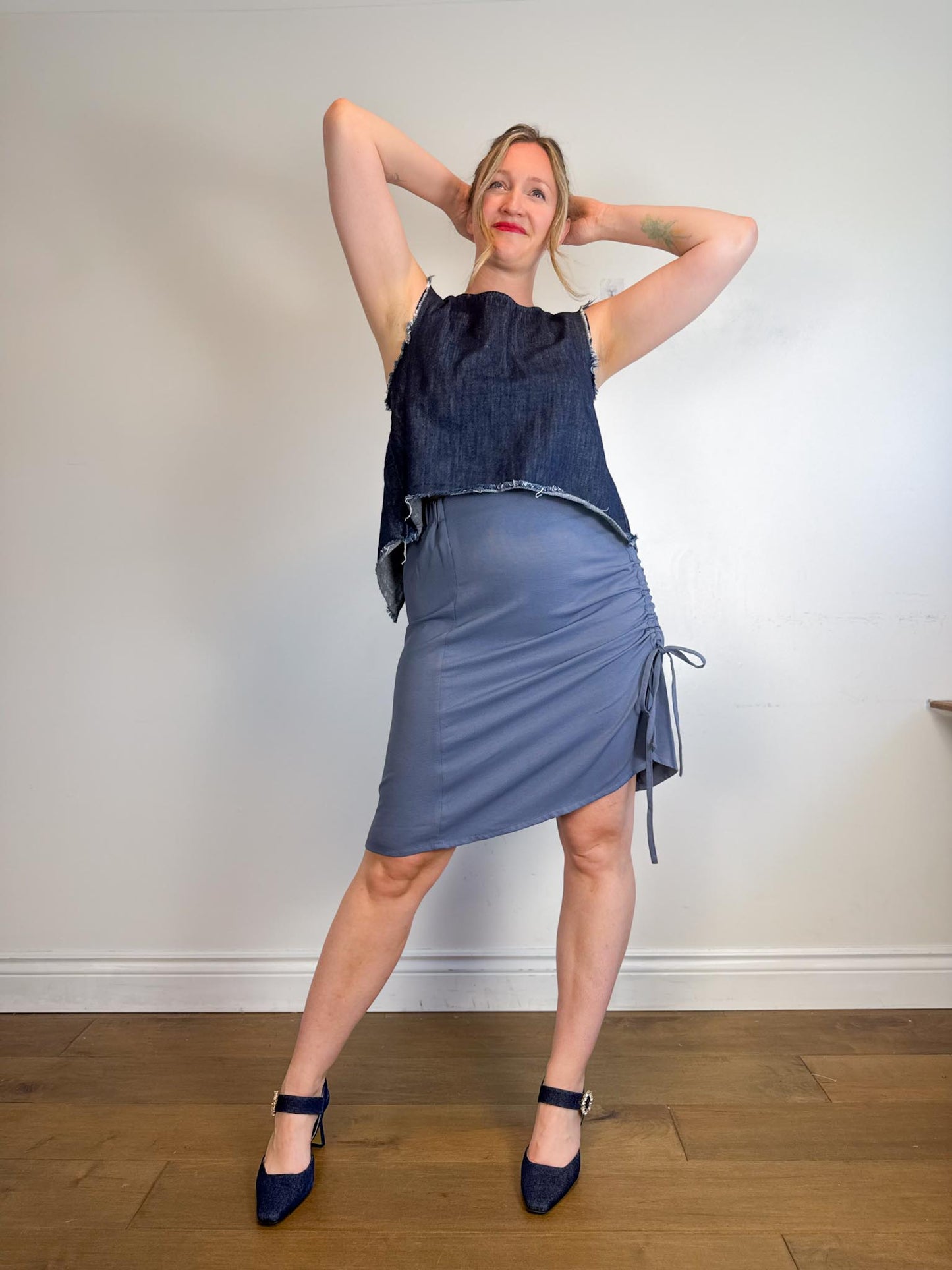 ALLSAINTS Dark Wash Blomm Denim Sleeveless Top (Size M)
