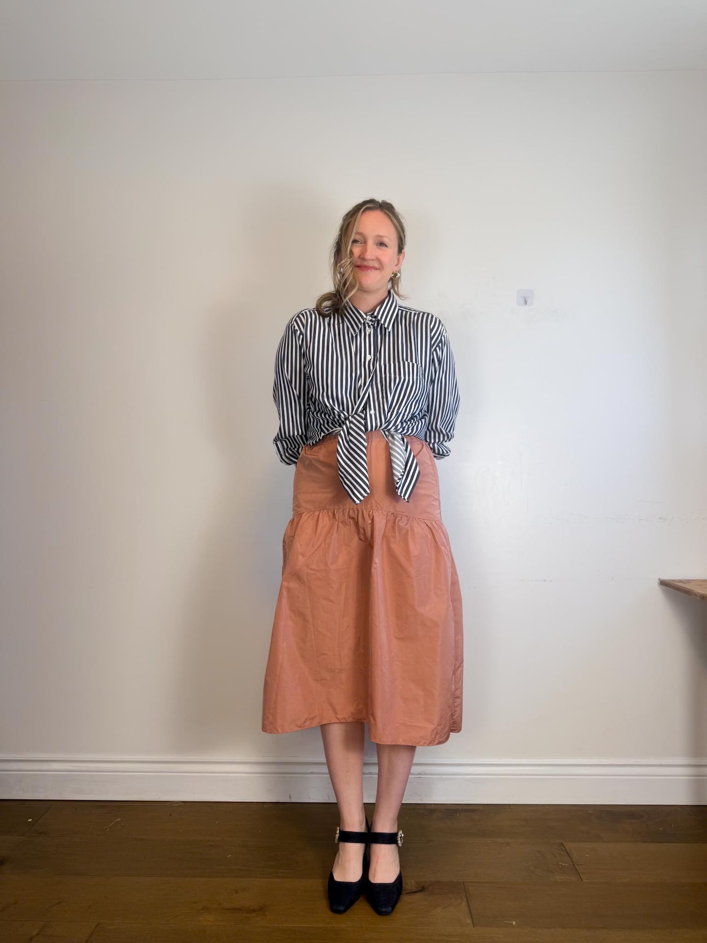 Wilfred Taffeta Midi Skirt in Rose (Size M)