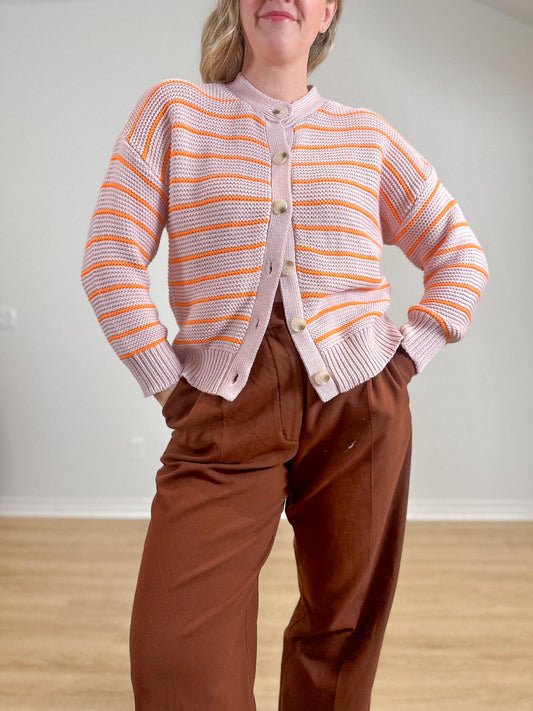 dRA Los Angeles Striped Cotton Amara Cardigan in Maeve/Orange (Size L)