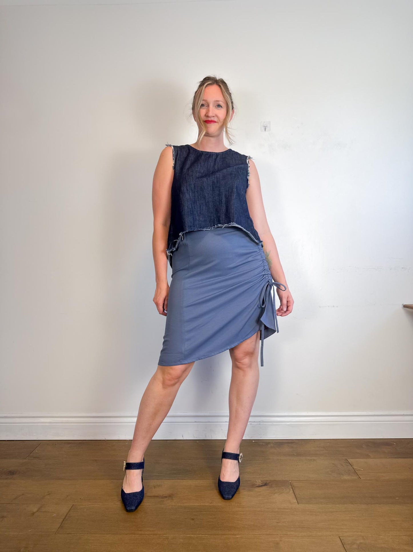 ALLSAINTS Dark Wash Blomm Denim Sleeveless Top (Size M)