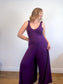 METTAMADE Slow Fashion Wide Leg Jumpsuit in Purple (Size L)